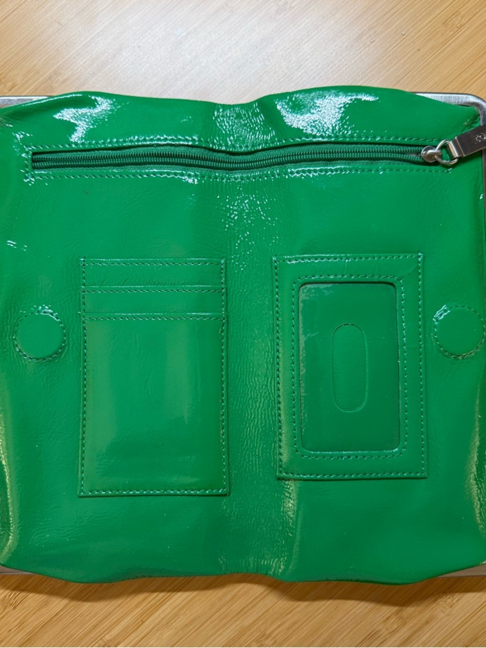 HOBO Green Leather Frame Clutch with Silver Tone Hardware - Picture 8 of 8